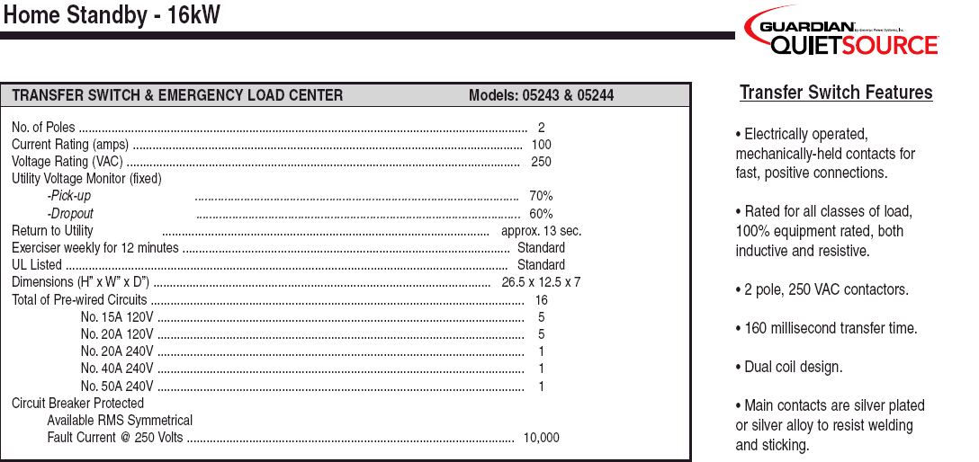 Interconnections for 70 kW Generac Guardian and Installation Layout diagram