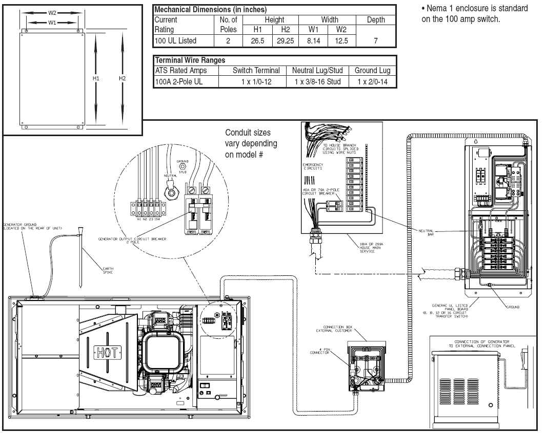 Mechanical Dimensions Home Standby Generac Guardian Generators- 7kW - 10kW - 13kW