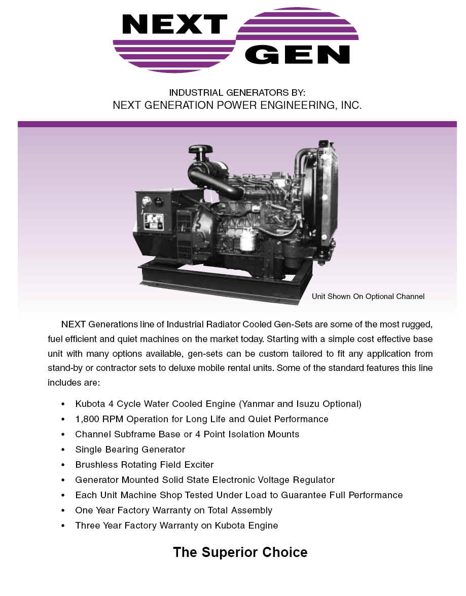 Nextgen Industrial Power Generators - Marine and Commercial Gensets 5 kW up to 40 kW